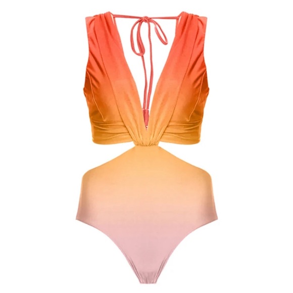 Simply Swimwear Other - Simply Swimwear High Waist Cutout Ruffle Shoulder One Piece NEW 🤍